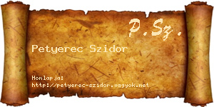 Petyerec Szidor névjegykártya